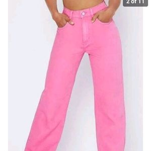 Zara Barbie neon pink wide leg jeans NWT  4